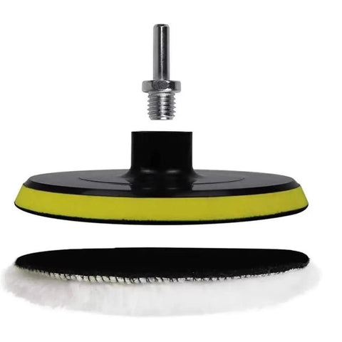 6 Piece 6 Inch Wool Polishing Pad Kit With M14 Drill Adapter And Hook And Loop Backing Pad For Car Detailing Glass Tile And Tire Polishing