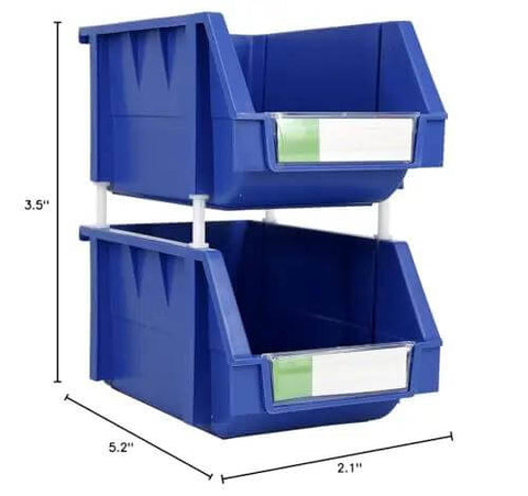 Blue Heavy Duty Thermoplastic Storage Bin Organizer Built To Last, Stackable and Hangable with Side Connect, 3.5x5.2x2.1 inches