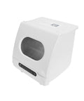 Hassle Free Countertop Dishwasher Running Fully Automatic Wash Cycles With Fast Self Dry featuring a smooth white design and front window.