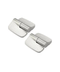 Heavy Duty Stainless Steel Frameless Shower Door Hinges With Smooth Self Closing Action And Quick Snap Off Brackets For Effortless Bathroom Makeovers And Worry Free Setup Two Pack, showing hinges in silver finish.