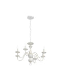 French Country Chandelier 6 Light Modern Farmhouse Vibe For Dining Room And Kitchen, Rustic White Metal Candle Style Pendant Light