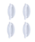 Four Pack Peel And Stick Drawer Pulls Easy Grip Handles For Cabinets And Doors No Glue Needed Self Adhesive White 1.9 By 3.2 Inches Fits Glass Tile Stainless Steel Wood Surfaces; four white ABS pulls
