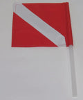 Spearfishing Torpedo Buoy With High Visibility Flag, 25m Nylon Line, PVC Bladder, Rugged Hydrodynamic Float For Scuba And Snorkeling, Towable Safety Gear For Divers, Surf, And Deep Water Missions showing red and white diagonal-striped flag