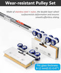 Soft Close Sliding Door Track Kit For Glass Doors 7.5 Foot Aluminum Barn Door Hardware Pocket Door System Closet Guide Rail Black Finish