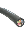 12 AWG 6 Conductor SOOW Portable Cord Cable Black 600V Heavy Duty Flexible Extension Reel 500 Feet Workhorse For Industrial Shops And Outdoor Use Weather Resistant With Minus 40C To 90C Temp Rating Works Indoors Or Outdoors, cut end view