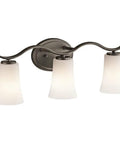 Armida 3 Light Vanity Light With LED Bulbs Satin Etched White Glass In Brushed Nickel for bathroom mirror lighting