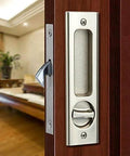 Privacy Pocket Door Lock Hardware With Key For Invisible Barn Doors In Brushed Nickel Finish Indoor Privacy Furniture Lock Set 1 Pack
