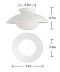 Soft Black 13 Inch UFO Style Semi Flush Mount Ceiling Light Fixture dimensions and frosted glass shade details.