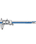 0.01mm Digital Caliper 150mm 6 Inch Stainless Steel displaying measurements on the LCD screen in mm and in.