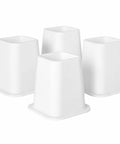No Sweat Heavy Duty 6 Inch Bed Risers Set Of 4 White Stackable Furniture Boosters for elevating beds and sofas.