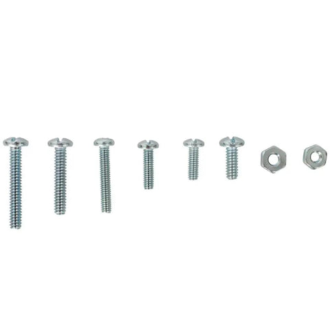182 Piece Zinc Plated Machine Screws And Nuts Assortment Kit With screws and nuts on white background