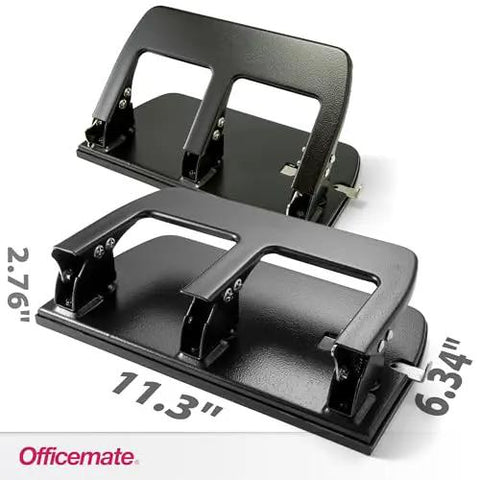3 Hole Punch for Home Office, Medium Duty, 30 Sheet Capacity, with durable metal base and soft grip handles, black