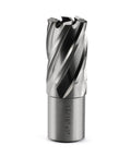 Annular cutter with Weldon shank, 13/16 in diameter; for magnetic drill press; silver steel with spiral teeth.