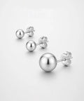 Three Piece Set Of 925 Sterling Silver Ball Post Stud Earrings In 3mm 6mm And 8mm Sizes A Classic Minimalist Gift For Teens And Ladies Who Love Everyday Shine. 3, 6, 8mm silver studs