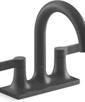 Venza Centerset Matte Black Bathroom Faucet With Two Levers, 3-Hole Install, 5.5 Inch Spout Reach, 1.2 GPM Flow