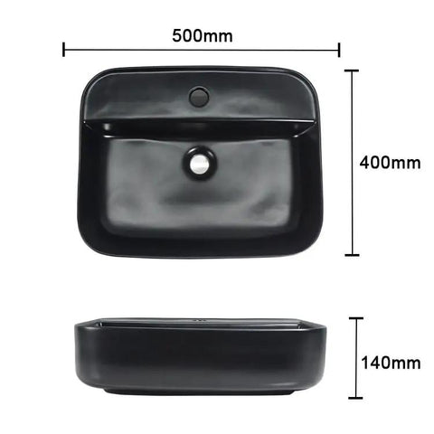 USZWBY Vessel Sinks Bathroom Vessel Sink Black Ceramic Countertop Basin dimensions 500mm x 400mm x 140mm