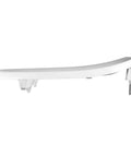 Side view of Elongated White Toilet Seat With 2 Inch Lift Raised Open Front For Easier Sitting Long Lasting Solid Plastic Commercial