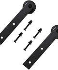 Sliding Barn Door Hardware Kit With I Shape Antique Rollers And Straight Track In Black Frosted Finish Supports Single Wood Doors Up To 105kg