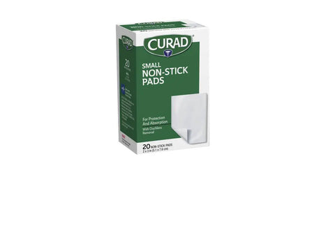 Non Stick Wound Care Pads 2 By 3 Inches 20 Count box packaging for ouchless removal and high absorption core