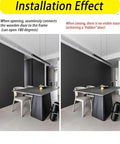 Installation effect of three pack adjustable 180 degree silent concealed hinge in black for wooden folding doors, installed view.