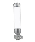 Sleek Airtight Coffee Bean Dispenser With Thick Clear Glass Lid, 650mm tall, silver metal base for fresh storage.