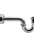 Polished chrome P-trap from Traditional Pedestal Lavatory Kit With Cross Handles In Polished Chrome For A Clean No Fuss Bathroom Upgrade