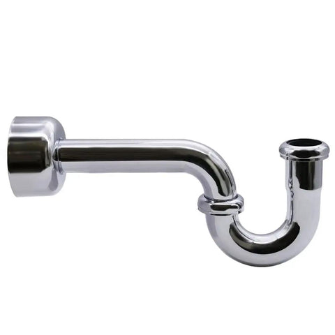 Polished chrome P-trap from Traditional Pedestal Lavatory Kit With Cross Handles In Polished Chrome For A Clean No Fuss Bathroom Upgrade