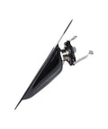 Badass Black Boat Style Guitar Output Jack Plate With A Smooth Quarter Inch Plug angled view highlighting the socket and mounting hardware.
