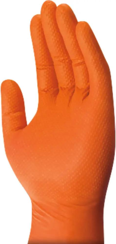 8 Mil Nitrile RDT Disposable Gloves Heavy Duty Oil And Grease Proof For Auto Shop With Raised Diamond Texture Grip, Large Orange