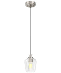 Brushed Nickel Pendant Light For Kitchen Island With Adjustable Height And Clear Glass Shade Modern Hanging Pendant Lighting