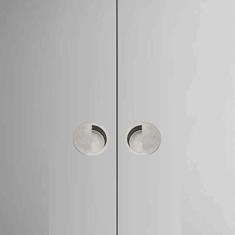 Two Pack Round Flush Cabinet Pulls 50mm Diameter Hidden Door Handles With Mounting Screws For Sliding Doors And Drawers, Durable Stainless Steel