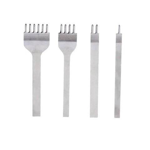 Diamond Leather Chisel Tool Set For DIY Leatherworking Pro Grade Hole Punch Kit with Prongs and Anti Slip Handles