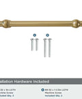 Set Of Ten 4 Inch Center Hole Brushed Brass Cabinet Pulls Solid Heavy Duty Cabinet Hardware Handle with included screws