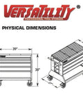 Heavy Duty Press Brake Changeover Cart For American Style Tooling VT36600 dimensions illustration, ergonomic design, wide base