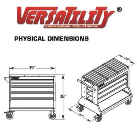 Heavy Duty Press Brake Changeover Cart For American Style Tooling VT36600 dimensions illustration, ergonomic design, wide base