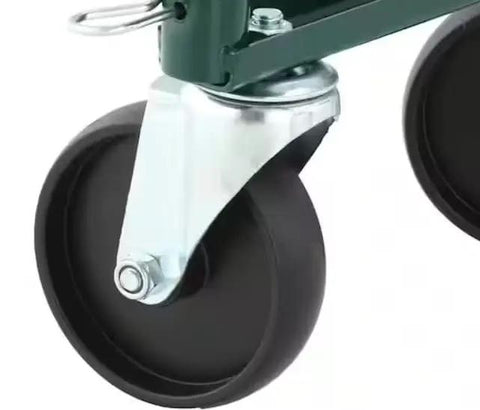 Close-up of 5 Inch Polyolefin Caster Wheel With Swivel Stem For Steel Convertible Hand Trucks Replacement One And A Quarter Inch Stem