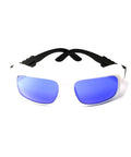 Top Shelf Pulsed Dye Laser Safety Glasses With Hella Solid OD4 Plus Protection For 585 To 595Nm Yellow Laser Workflows featuring blue lenses.