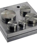 Beefy Large Hand Disc Hole Punch Tool For Sheet Metal 2 Inch Cutter With Six Punch Sizes on metal base for precise DIY projects.