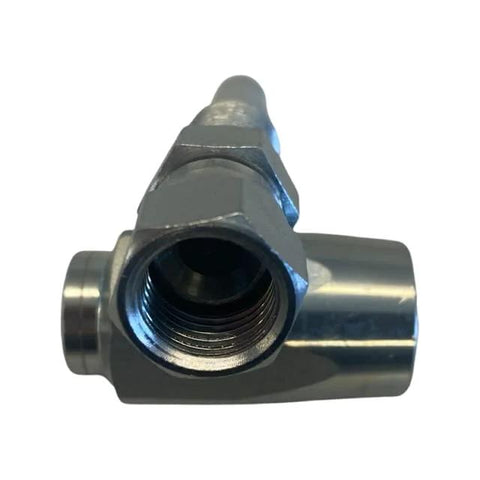 Hydraulic hose fitting, 3/8-in female JIC, reusable two-piece thread-on, metal chrome finish