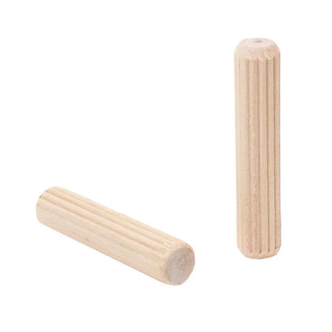100 Pack Three Eighths Inch Wood Dowel Pins With Straight Grooves for Rock Solid Furniture Joints Doors and Cabinets Beveled Ends