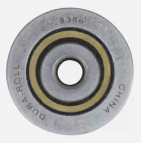 Built Tough Heavy Duty V Groove Wire Guide Ball Bearing Straight Shot Swap For New Holland Balers Smooth Barn Operation Replacement Part Fits 1 1/8 Inch Outer Diameter With Crisp 1 4 Inch Inner Bore, top view showing bearing structure.