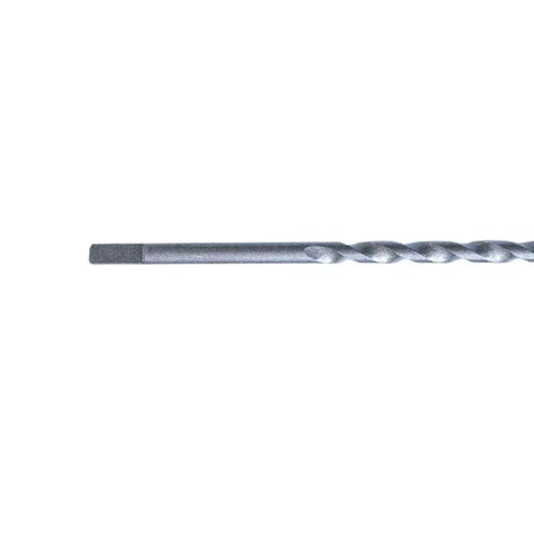 Straight Shooter Carbide Tipped Concrete And Masonry Drill Bits Flat Shank High Strength Carbon Steel For Screws 5 32 X 5 1 2 Inches 10 Piece Pack close-up of drill bit