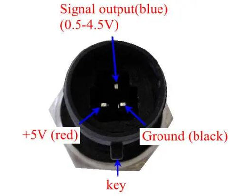 Close-up view of connectors on Stainless Steel 0 to 2500 Psi Pressure Transducer Sensor With 5V Output 0.5 To 4.5V For Oil Fuel Air Water 1 8 27 NPT Thread.
