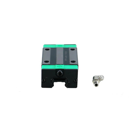 Huge Deal On High Precision Linear Guide Rail Kit With 2pcs HGR15 Rails And Four Cool HGH15CA Blocks For Smooth Quick Motion Zero Friction Easy Install No Maintenance Required For Custom Builds. close-up HGH15CA linear guide block with grease fitting