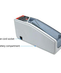 Side view of Ultra Portable Money Counter Mini Bill Cash Counting Machine Handy For On The Go Multi Currency with labeled ports