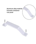 2 Pack Sliding Barn Door Handles In White, 6.1 Inch Long Aluminum Alloy Gate Handles For Garage Doors, shown with screws, front view