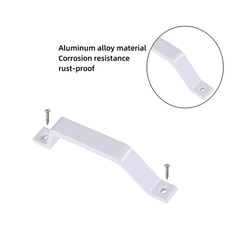 2 Pack Sliding Barn Door Handles In White, 6.1 Inch Long Aluminum Alloy Gate Handles For Garage Doors, shown with screws, front view