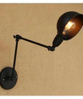 JGSYD Adjustable Long Arm Wall Sconce - Vintage Industrial Home Lighting Retro Loft Lamp Stylish Wall Light Fixture for Living Room Bedroom Or Hallway,D-Medium, black metal design with adjustable arm.