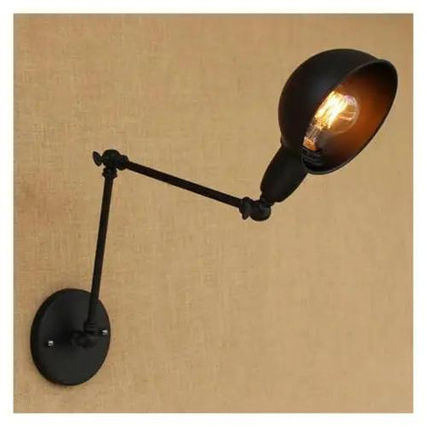 JGSYD Adjustable Long Arm Wall Sconce - Vintage Industrial Home Lighting Retro Loft Lamp Stylish Wall Light Fixture for Living Room Bedroom Or Hallway,D-Medium, black metal design with adjustable arm.