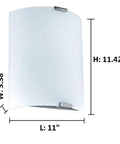 Slick Modern 1 Light Vanity Wall Sconce With Dimmable LED Mirror Lighting For Hallway Bathroom And Fireplace Milky Glass Front Silver Accents 11 Inch Indoor showing dimensions.